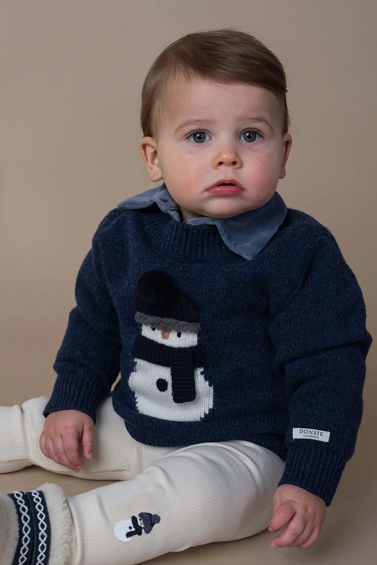 Donsje sweter wełniany niemowlęcy Denn Merino Wool Sweater Snowman 4083507