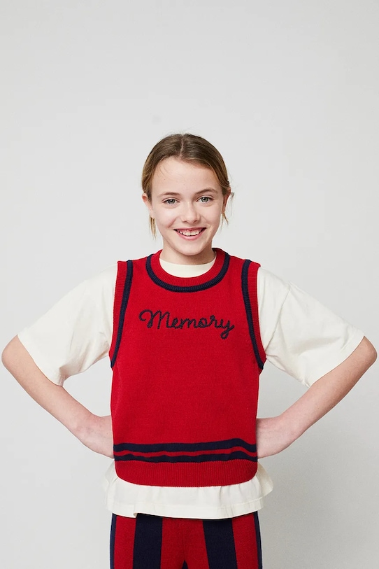 Detská bavlnená vesta Bobo Choses Memory bavlna červená 225BC011