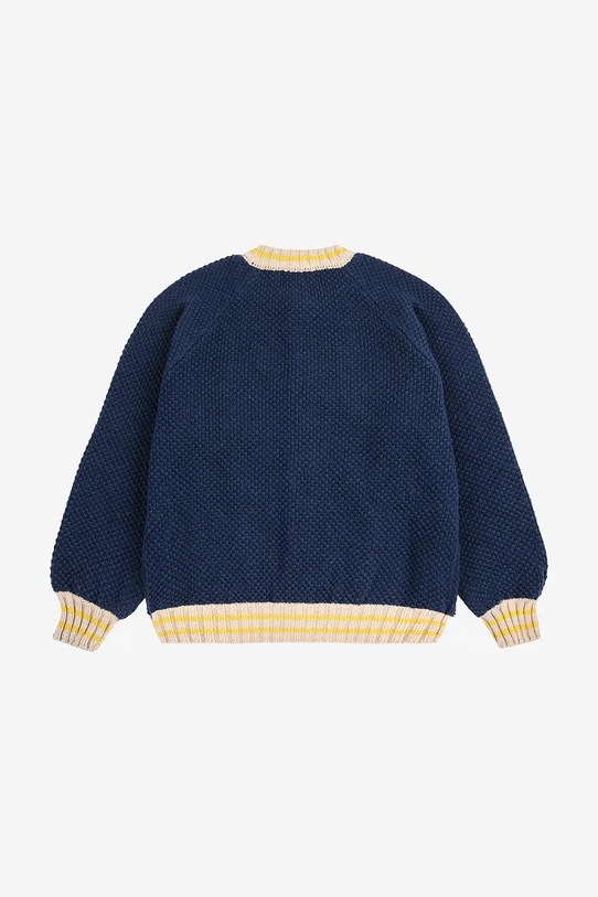 Chłopiec Bobo Choses kardigan z dodatkiem wełny dziecięcy Fun Face 225FC014 granatowy
