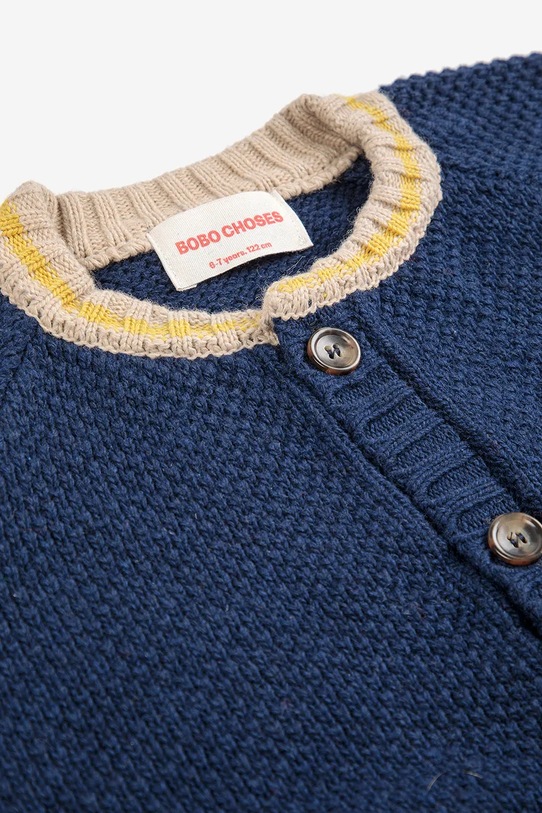 Bobo Choses kardigan z dodatkiem wełny dziecięcy Fun Face granatowy 225FC014