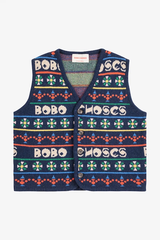 Bobo Choses kamizelka z dodatkiem wełny dziecięca Toys 225FC013 granatowy AW25