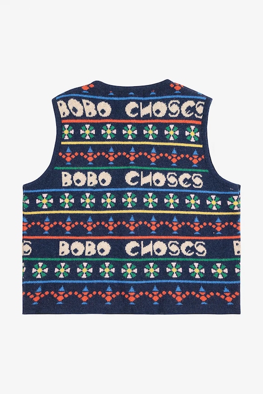 Chłopiec Bobo Choses kamizelka z dodatkiem wełny dziecięca Toys 225FC013 granatowy