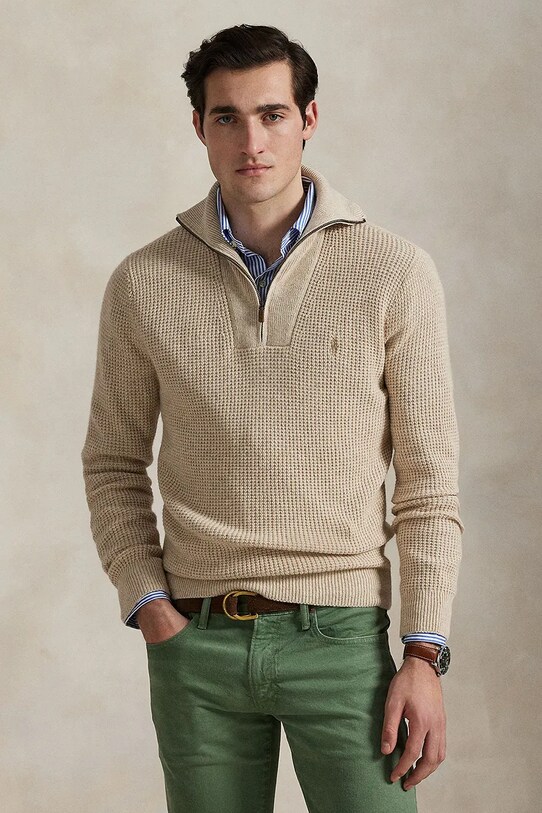 Vlnený sveter Polo Ralph Lauren vlna béžová 710941101
