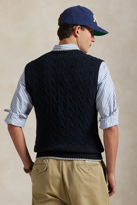 Bavlnená vesta Polo Ralph Lauren 710970288 tmavomodrá AW25