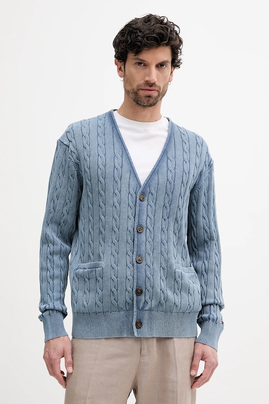 Tommy Hilfiger kardigan bawełniany bawełna niebieski MW0MW40556