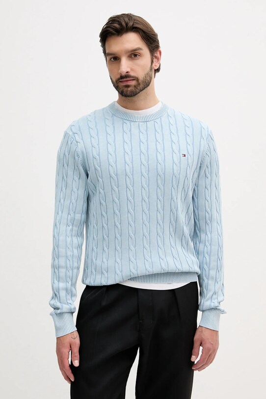 Tommy Hilfiger pulover de bumbac subtiri albastru MW0MW39524