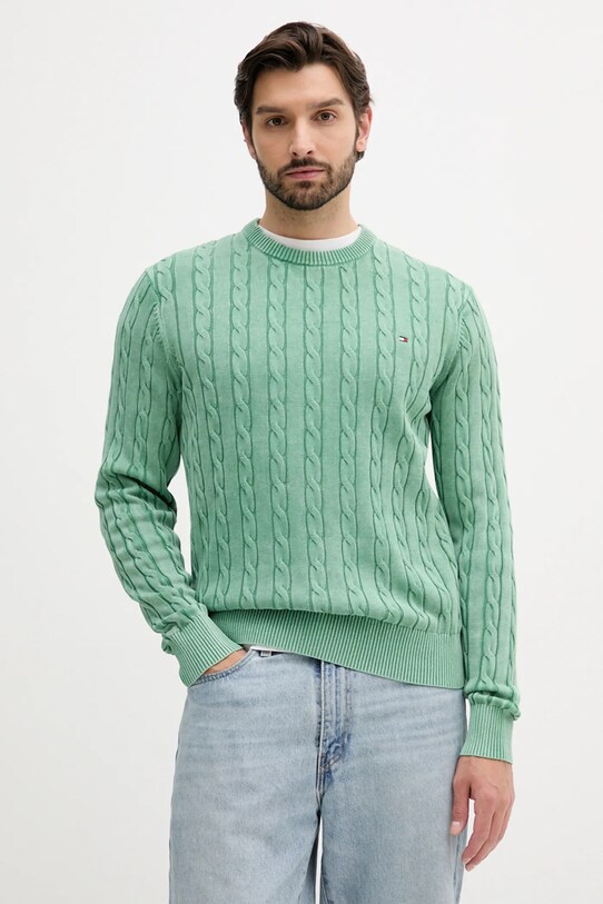 Tommy Hilfiger pulover de bumbac subtiri verde MW0MW39524