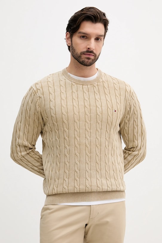 Tommy Hilfiger pulover de bumbac subtiri verde MW0MW39524