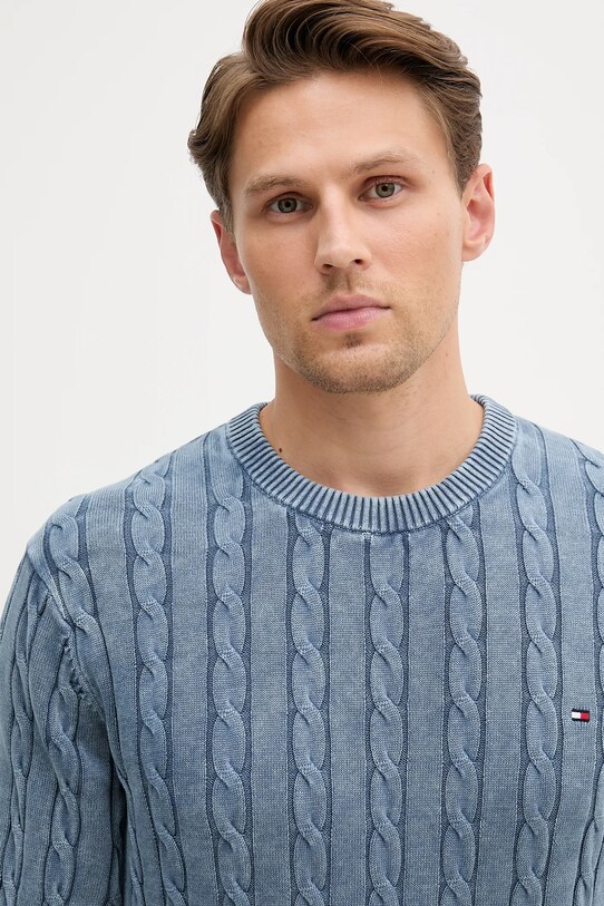 Tommy Hilfiger pulover de bumbac albastru MW0MW39524