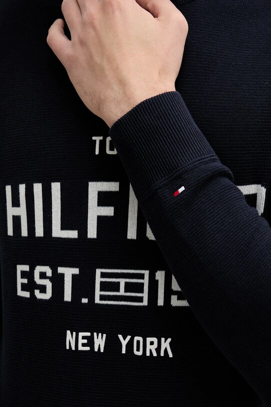 Tommy Hilfiger sweter bawełniany MW0MW39533 granatowy