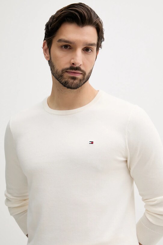 Tommy Hilfiger pulover de bumbac bej MW0MW39999