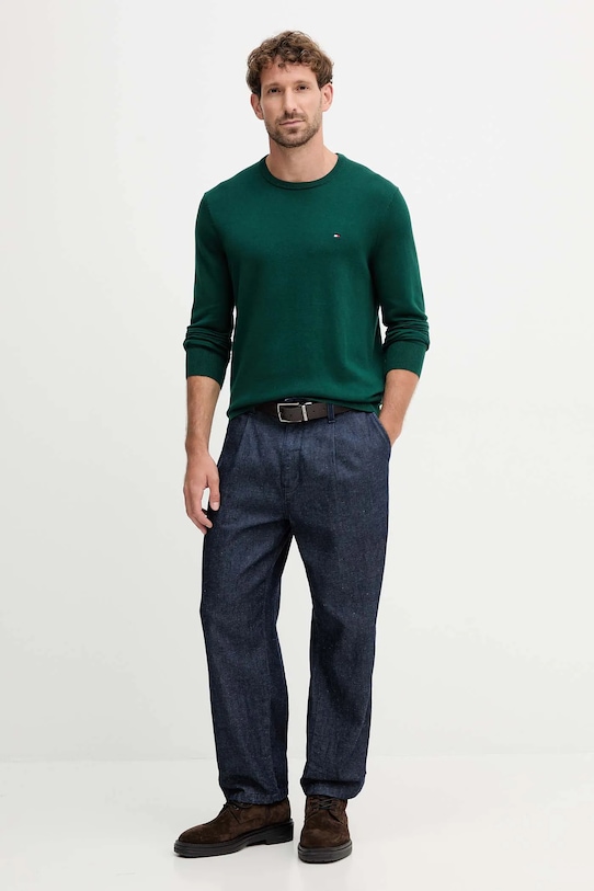 Βαμβακερό πουλόβερ Tommy Hilfiger MW0MW39999 πράσινο AW25