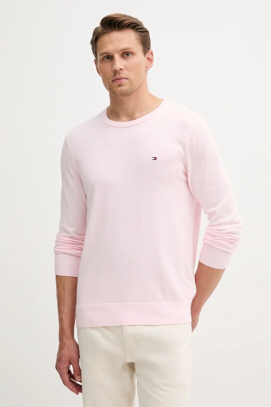 Tommy Hilfiger pulover de bumbac subtiri roz MW0MW39999