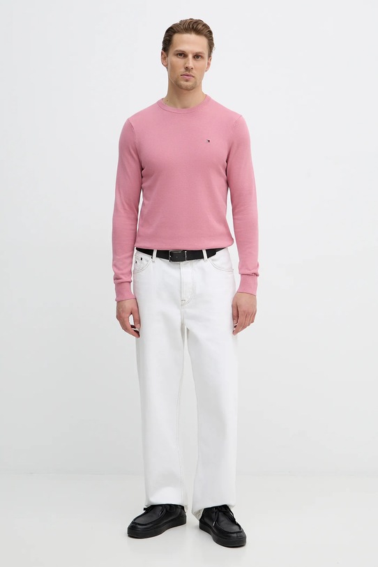 Bavlněný svetr Tommy Hilfiger MW0MW39999 růžová AW25