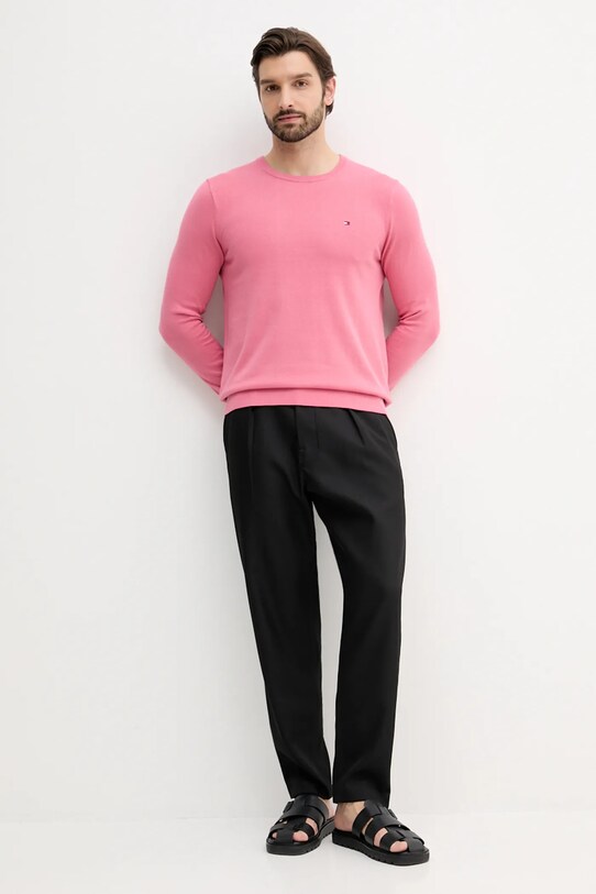 Tommy Hilfiger pulover de bumbac MW0MW39999 roz AW25