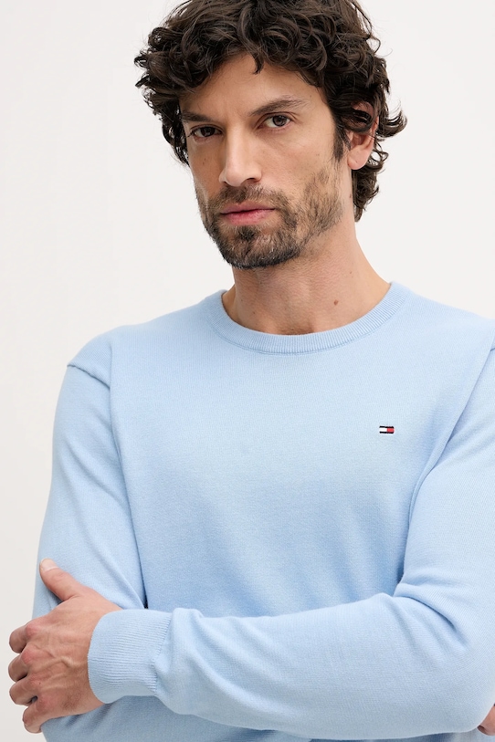 Βαμβακερό πουλόβερ Tommy Hilfiger μπλε MW0MW39999