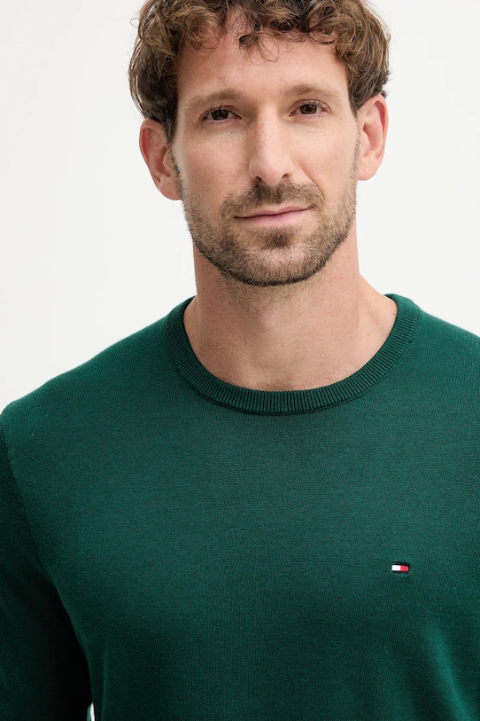 Bavlněný svetr Tommy Hilfiger tyrkysová MW0MW39999