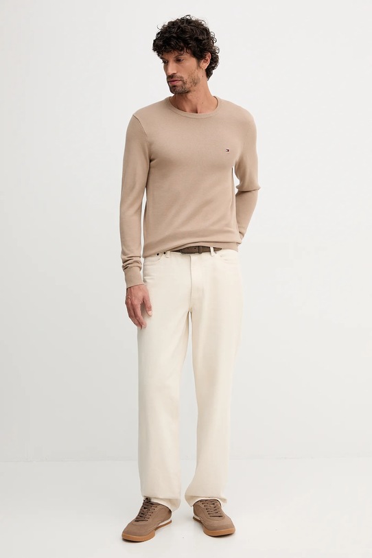 Tommy Hilfiger sweter bawełniany MW0MW39999 beżowy AW25