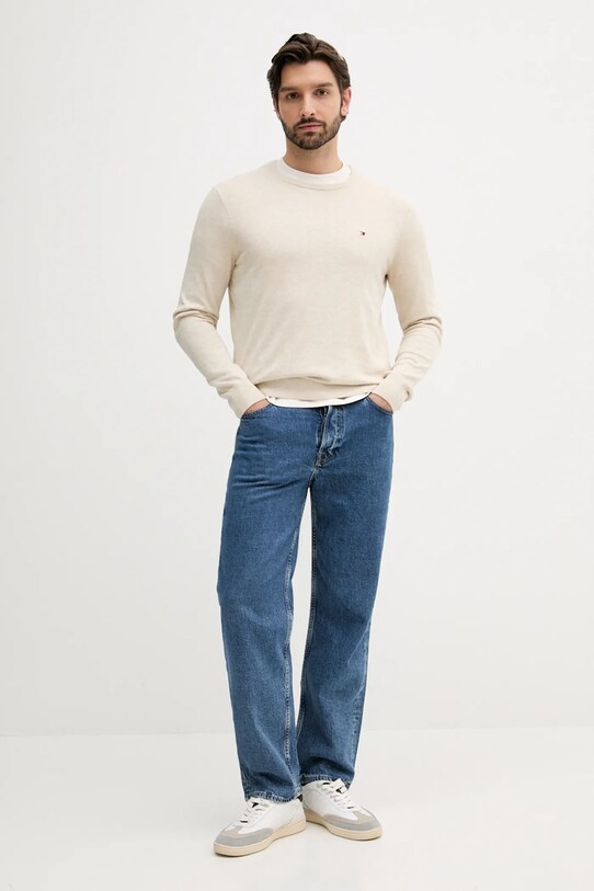 Tommy Hilfiger pulover de bumbac bej MW0MW39999