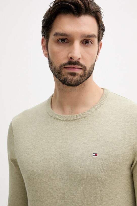 Tommy Hilfiger pulover de bumbac verde MW0MW39999