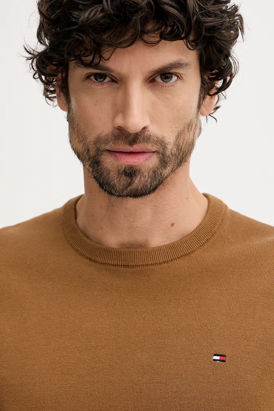 Βαμβακερό πουλόβερ Tommy Hilfiger καφέ MW0MW39999