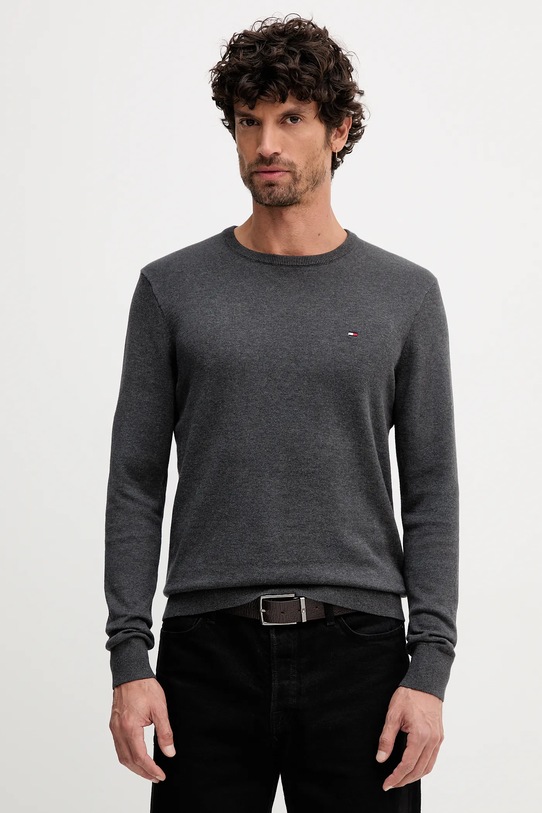 Tommy Hilfiger sweter bawełniany bawełna szary MW0MW39999