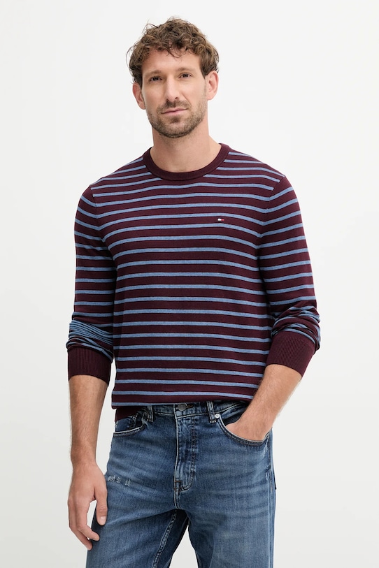 Tommy Hilfiger pulover de bumbac subtiri burgundia MW0MW39999