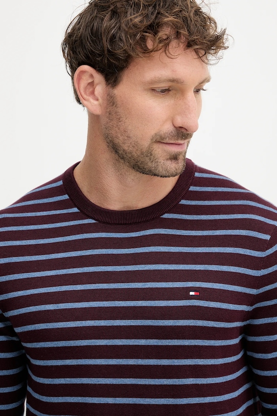 Tommy Hilfiger pulover de bumbac burgundia MW0MW39999