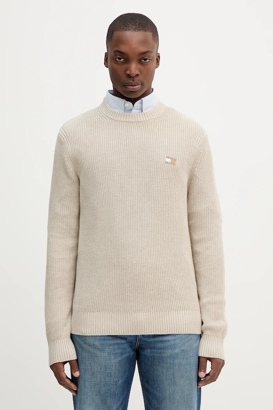 Бавовняний светр Tommy Jeans бавовна бежевий DM0DM21652