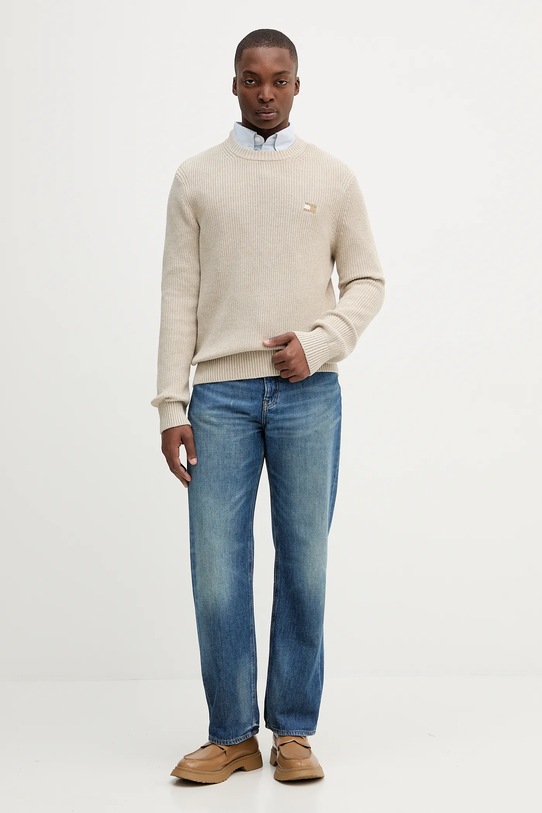Bavlněný svetr Tommy Jeans DM0DM21652 béžová AW25