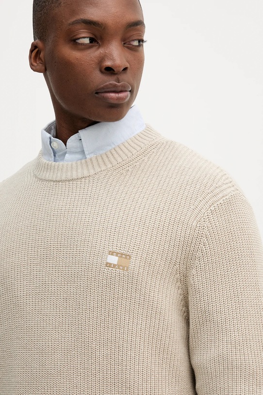 Бавовняний светр Tommy Jeans бежевий DM0DM21652