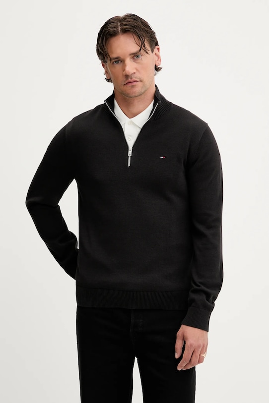 Tommy Jeans pulover de bumbac subtiri negru DM0DM21654