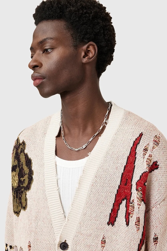 Ζακέτα από μίγμα μαλλιού AllSaints JAY M035KC μπεζ AW25