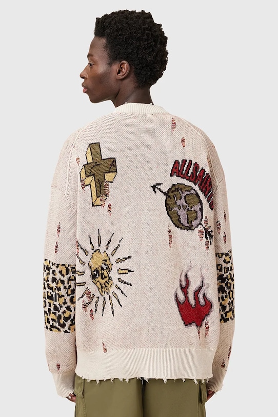 Ζακέτα από μίγμα μαλλιού AllSaints JAY M035KC μπεζ