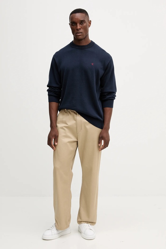 Pamučni pulover Calvin Klein Jeans LV04RC309G mornarsko plava AW25
