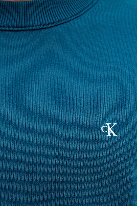 Calvin Klein Jeans pulover de bumbac turcoaz LV04RC309G