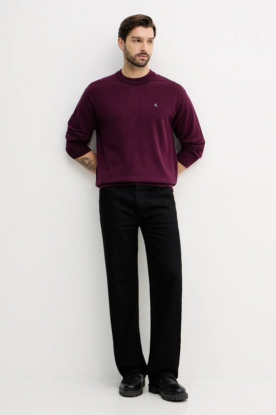 Calvin Klein Jeans sweter bawełniany LV04RC309G bordowy NC25