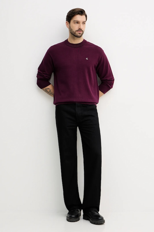 Calvin Klein Jeans sweter bawełniany LV04RC309G bordowy NC25