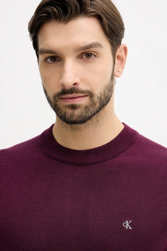 Calvin Klein Jeans sweter bawełniany bordowy LV04RC309G