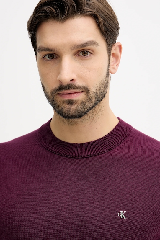 Calvin Klein Jeans sweter bawełniany bordowy LV04RC309G