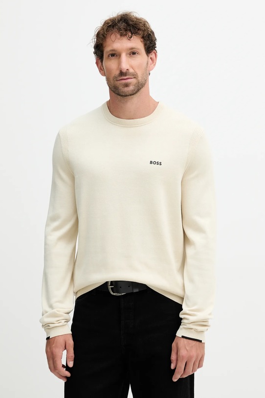 BOSS Green pulover de bumbac subtiri bej 50541940