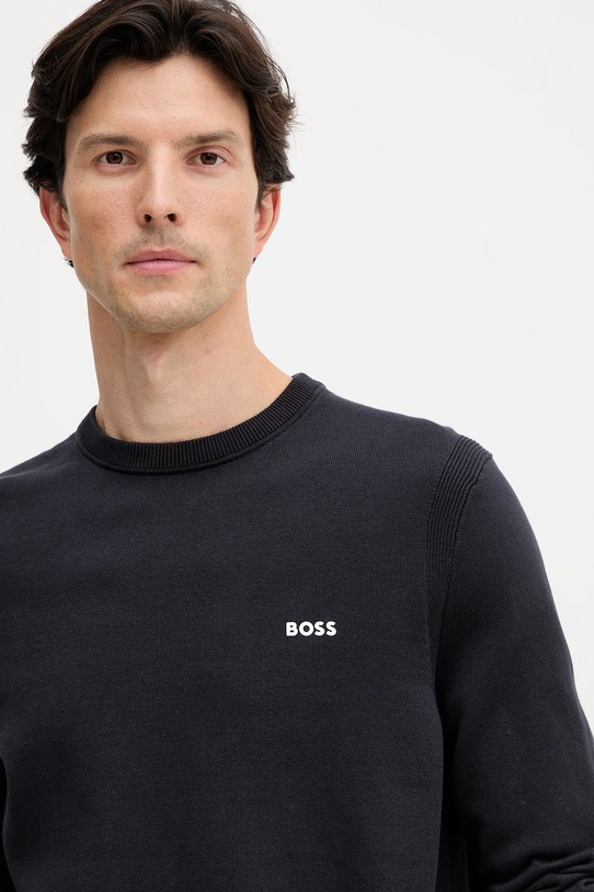 Одежда Хлопковый свитер BOSS Green 50541940 тёмно-синий