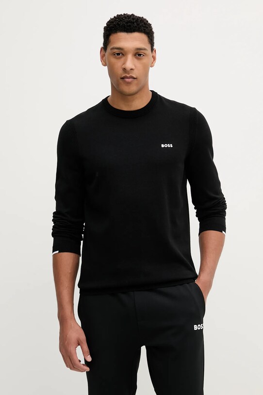BOSS Green pulover de bumbac subtiri negru 50541940