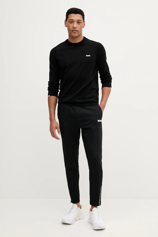 BOSS Green pamut pulóver 50541940 fekete AW25