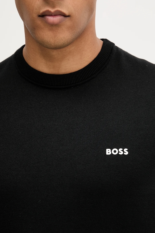 BOSS Green pamut pulóver 50541940 fekete