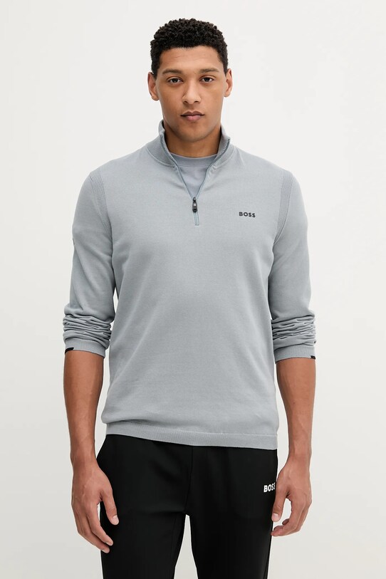 BOSS Green pamut pulóver pamut kék 50541965