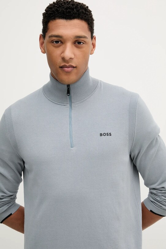 BOSS Green pamut pulóver kék 50541965