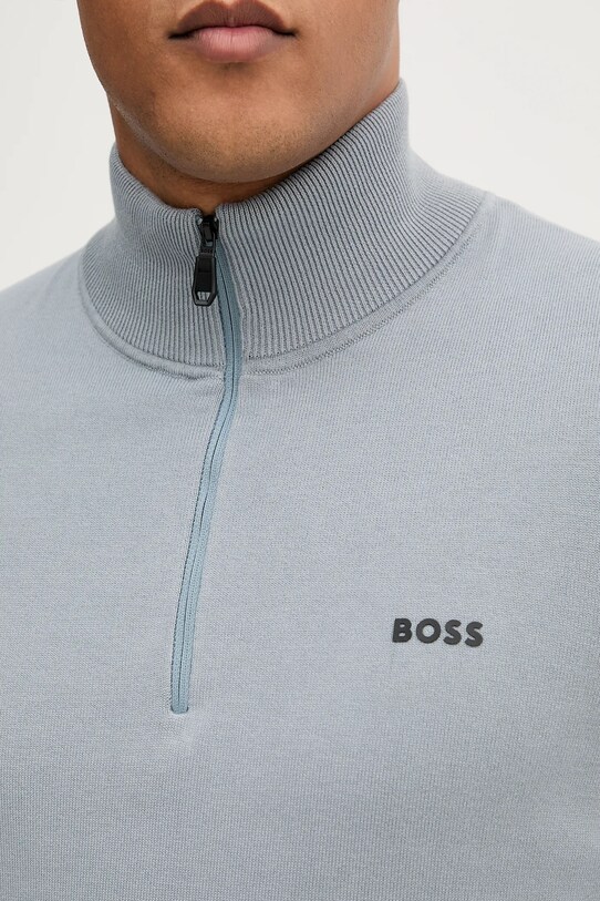 BOSS Green pamut pulóver 50541965 kék