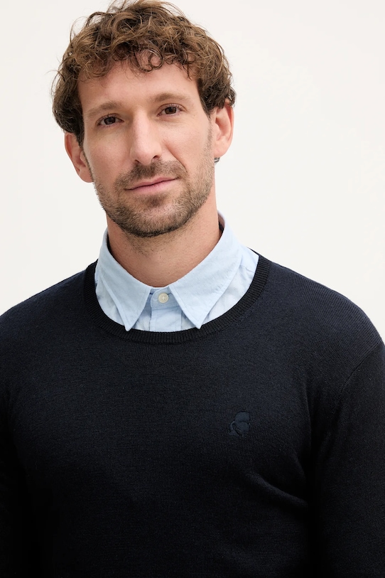 Karl Lagerfeld sweter wełniany granatowy 553399.655000