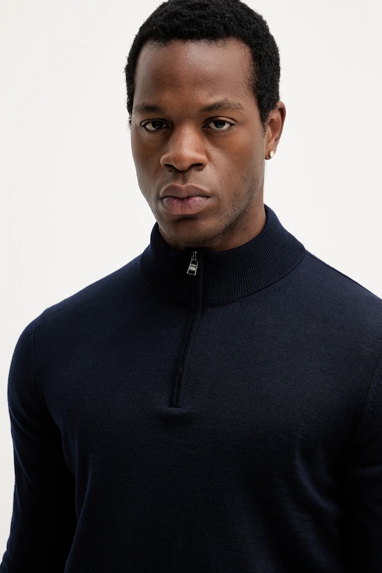 BOSS pulover de lână bleumarin 50528300